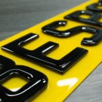 A yellow personalized license plates