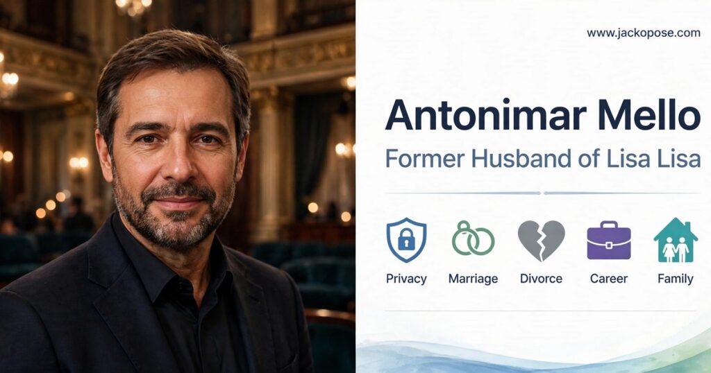 AI-generated photorealistic portrait illustration of Antonimar Mello, former husband of singer Lisa Lisa, in a composite design — not a real photograph.