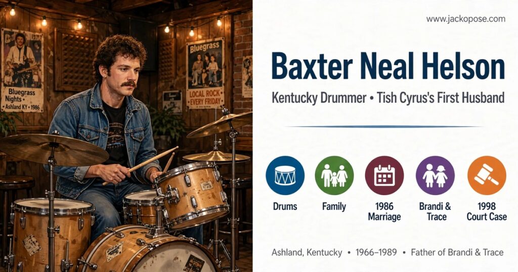 AI-generated photorealistic portrait illustration of Baxter Neal Helson as a Kentucky drummer, not a real photo