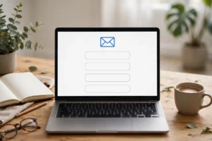 Person filling out the official contact form on the TheStripesBlog website to send a message to Frank Fisher