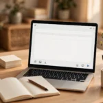 Laptop showing an online contact form addressed to Frank Fisher at TheStripesBlog, with a notebook of message notes beside it